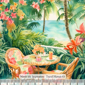 23/WINTER NinthIsle Inspiration Exclusive Hawaii Abstract Art 100 % Cotton Fabric - Travel Hawaii Series - Sold by the Yard DIY Bulk Gifts