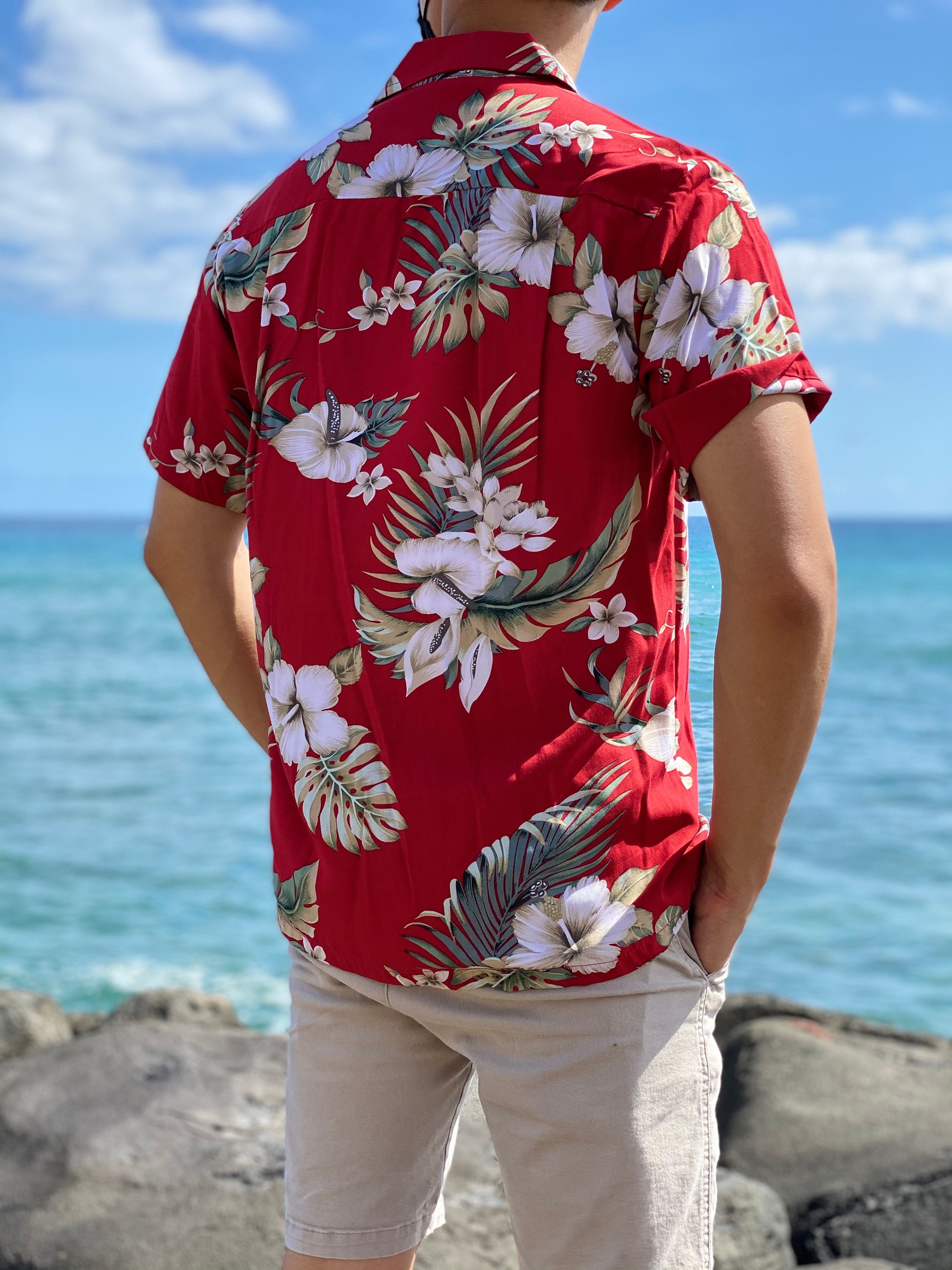 Made in Hawaii Super Soft Rayon Hawaiian Vintage Hibiscus Aloha Shirt - Up to 4XL5XL6XL7XL - Comfy Relaxed Fit Handmade Gift