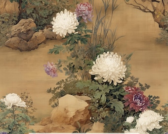25/花非花，雾非雾，夜半来，天明去。Rayon Fabric by the Yard - Handmade Print in HI