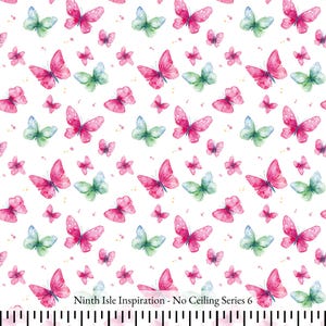 25/SUMMER NinthIsle Inspiration Exclusive Butterfly Art 100 % Cotton Fabric - No Ceiling Series - By The Yard, Bulk Handmade Order Gifts
