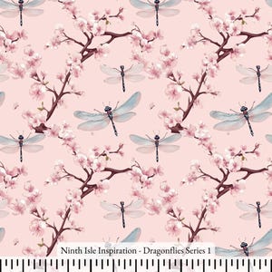 25/SPRING NinthIsle Inspiration Exclusive Elegant Art 100 % Cotton Fabric - Dragonflies Series - DIY Bulk Order Available Handmade Gifts