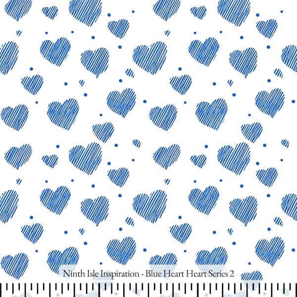 25/Blue Heart Heart Cotton Poplin Fabric