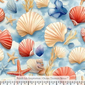 25/SPRING NinthIsle Inspiration Exclusive Creative Art 100 % Cotton Fabric - Ocean Treasure Series - Sold by the Yard DIY Bulk Gifts