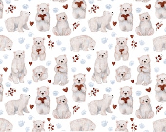 26/Polar Bear Cotton Poplin Fabric by the Yard