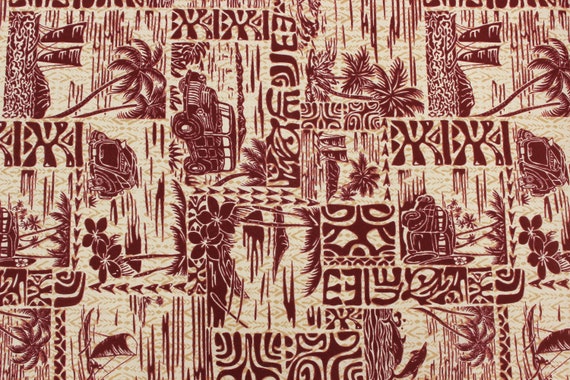 Wrinkle Resistant Fabric -  Hawaiian Palm Tree Turtles - 65 Poly / 35% Cotton