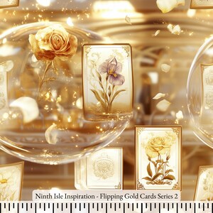 25 / SPRING NinthIsle Inspiration Exklusive Kreative Kunst 100 % Viskose-Stoff - Flipping Gold Cards Serie - Verkauft lose Lagerware