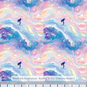 24/SPRING NI&I Exclusive Abstract Art Cotton Poplin Cotton Fabric - Surfing In The Universe Series - Sold by the Yard DIY Bulk Gift