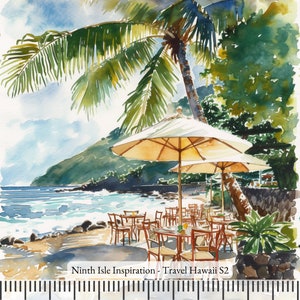 23/WINTER NinthIsle Inspiration Exclusive Hawaii Abstract Art 100 % Cotton Fabric - Travel Hawaii Series - Sold by the Yard DIY Bulk Gifts