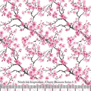 23/WINTER NI&I Cotton Poplin Fabric - Cherry Blossoms Series - Handmade Print in HI