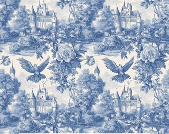25/Toile De Jouy Castle World Cotton Poplin Fabric by the Yard