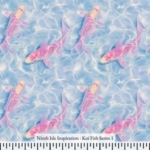 25/SPRING NinthIsle Inspiration Exclusive Creative Art 100 % Cotton Fabric - Koi Fish Series - Sold by Yard DIY Bulk Order Available Gifts