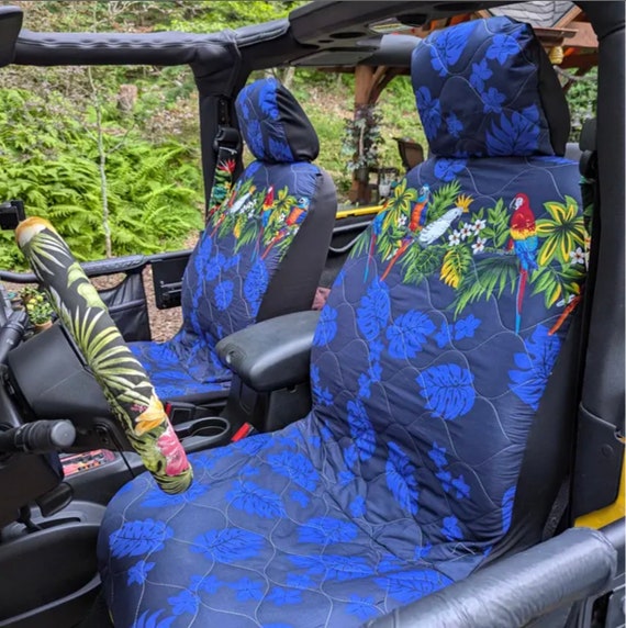NinthIsle Made in Hawaii - Set of 2, Vintage Hawaiian Separate Headrest Car Seat Covers- Handmade Customization Bulk and Wholesale