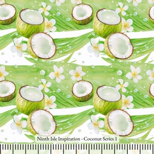 24/SPRING NinthIsle Inspiration Exclusive Fun Art 100 % Cotton Fabric - Coconut Series - Sold by the Yard DIY Bulk Order Handmade Gifts