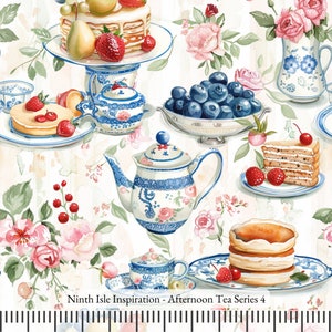 24/PRIMAVERA Deliciosa tela de rayón (¡no comestible!) - Serie de té de la tarde