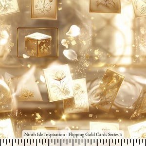 25 / SPRING NinthIsle Inspiration Exklusive Kreative Kunst 100 % Viskose-Stoff - Flipping Gold Cards Serie - Verkauft lose Lagerware