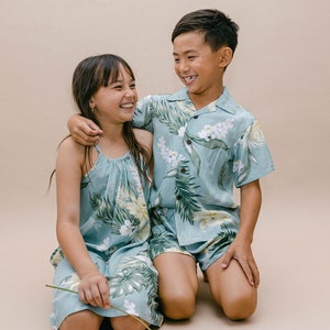 NinthIsle Boys and Girls Series, Made in Hawaii Family Matching Resort Wear Super Soft Bamboo Ginger Aloha Shirt/Dress/Kid Wedding Bulk Gift