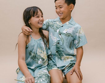 NinthIsle Boys and Girls Series, Made in Hawaii Family Matching Resort Wear Super Soft Bamboo Ginger Aloha Shirt/Dress/Kid Wedding Bulk Gift
