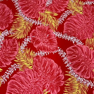 Wrinkle Resistant Tropical Fabric - Fern Leaf Chains - Sold by the Yard - 65 Poly / 35% Cotton