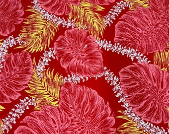 Wrinkle Resistant Tropical Fabric - Fern Leaf Chains - Sold by the Yard - 65 Poly / 35% Cotton