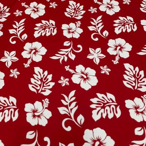 100 % Cotton Hibiscus and Fern Summer Exclusive Design Tropical Fabric - Sold by the Yard -  Summer Hawaiian Print Easy Wash - Bulk Order