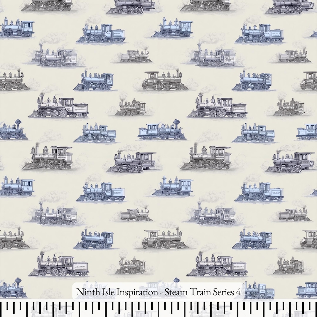 25/《多少》steam Train Cotton Poplin Fabric - Handmade Print in HI - Etsy