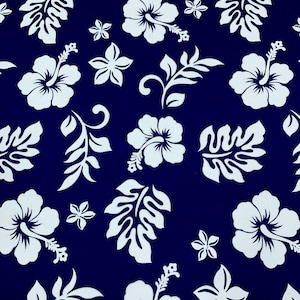 100 % Cotton Hibiscus and Fern Summer Exclusive Design Tropical Fabric - Sold by the Yard -  Summer Hawaiian Print Easy Wash - Bulk Order