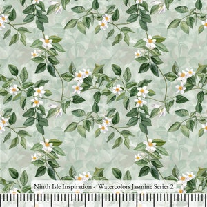 23/WINTER NinthIsle Inspiration Exclusive Elegant 100 % Cotton Fabric - Watercolors Jasmine Series - Sold by the Yard DIY Bulk Order Gifts