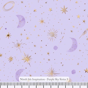 24/SPRING NinthIsle Inspiration Exclusive Abstract Art 100 % Cotton Fabric - Purple Sky Series - Sold by the Yard DIY Bulk Order Gifts