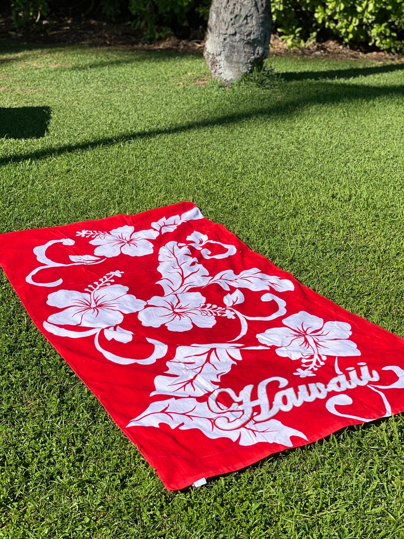 JUMBO/REGULAR Hawaiian Beach Towel 100 Cotton Hibiscus Etsy