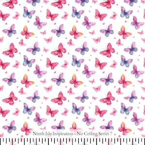 25/SUMMER NinthIsle Inspiration Exclusive Butterfly Art 100 % Cotton Fabric - No Ceiling Series - By The Yard, Bulk Handmade Order Gifts