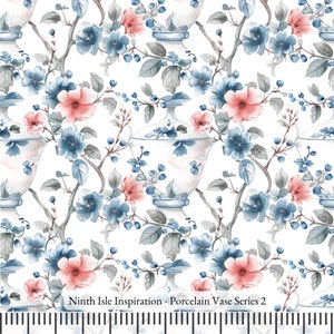 24/SPRING NI&I Cotton Poplin Cotton Fabric - Porcelain Vase Series