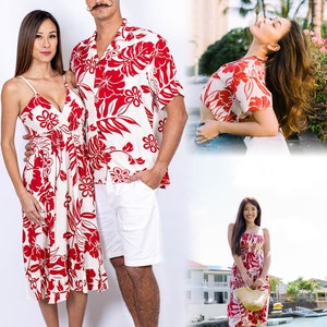 NinthIsle Made in Hawaii, Matching Aloha Shirt & Dress – Super Soft Big Hibiscus Floral, Family Resort Wear Outfits, Wedding, Group, Gifts
