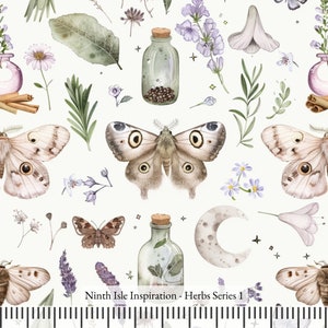 24/SPRING NinthIsle Inspiration Exclusive Natural Art 100 % Cotton Fabric - Herbs Series - Sold by the Yard DIY Bulk Order Handmade Gifts