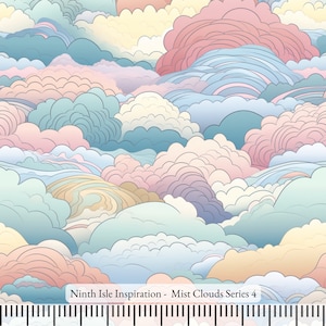 23/FALL NinthIsle Inspiration Exclusive Watercolors Abstract 100 % Cotton Fabric - Cloud Series - Sold by the Yard DIY Bulk Available