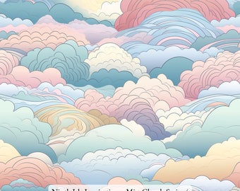 23/AUT NI&I 100 % Cotton Poplin Fabric - Cloud Series - Sold by Yard DIY Bulk Available