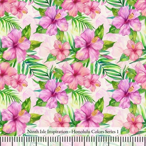 23/WINTER NinthIsle Inspiration Exclusive Hawaii Art 100 % Cotton Fabric - Honolulu Colors Series - Sold by the Yard DIY Bulk Gifts