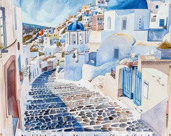 24/PRINTEMPS NinthIsle Inspiration exclusif Art élégant 100 % coton - Série Morning View of Santorini - Vendu par mètre DIY en vrac