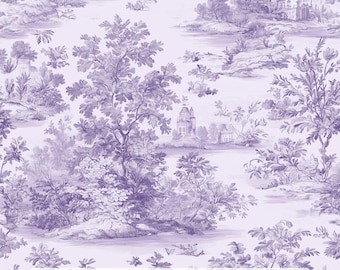 25/Toile De Jouy Lavender World bomullspoplintyg, metervara