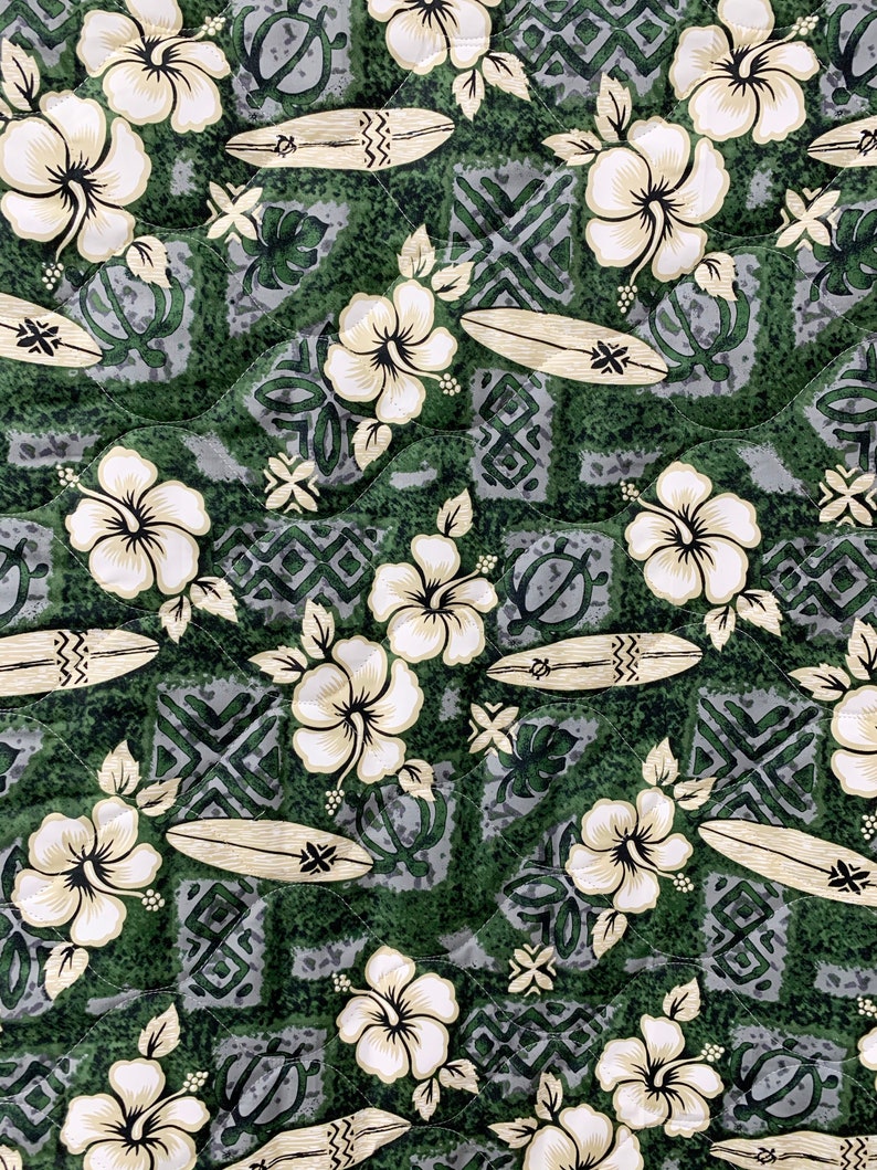 Quilted Fabric 60 inch Wide 100/% Cotton Hibiscus Flower and Surf Board Print Exclusive Designs Sold by Yard
