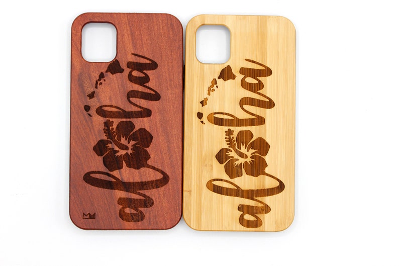 Iphone 7 8 X 11 12 Pro Max Cute Stitch Hawaii Designs Renewable Natural Eco Friendly BambooRosewood Engraved Phone Case