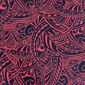 Wrinkle Resistant Swirl Polynesian Tapa Tribal Design Hawaiian Original Fabric - Sold by the Yard - 100% Cotton