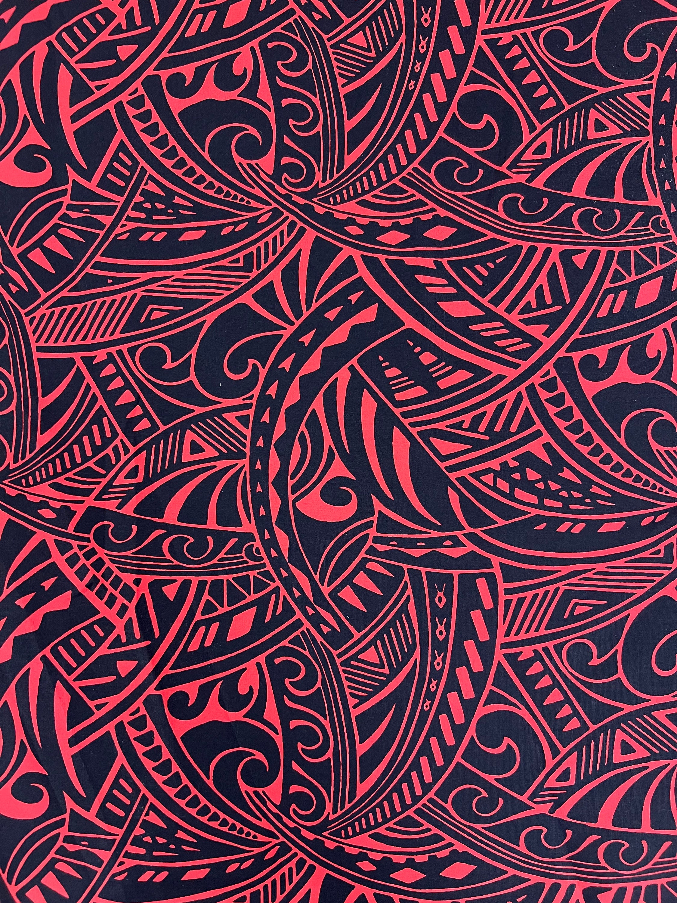 Wrinkle-resistant Fabric - Swirl Polynesian Tapa Tribal Design
