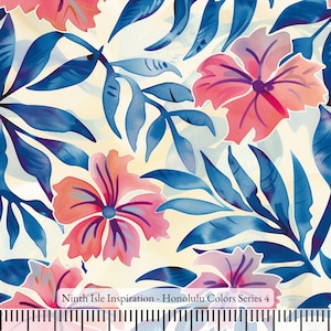 23/WINTER NinthIsle Inspiration Exclusive Hawaii Art 100 % Cotton Fabric - Honolulu Colors Series - Sold by the Yard DIY Bulk Gifts