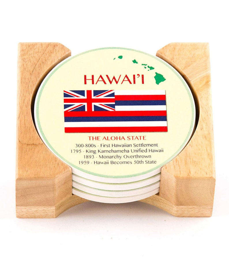 Comes with Holder Ceramic Coaster Self Designed Island of Hawaii Coaster