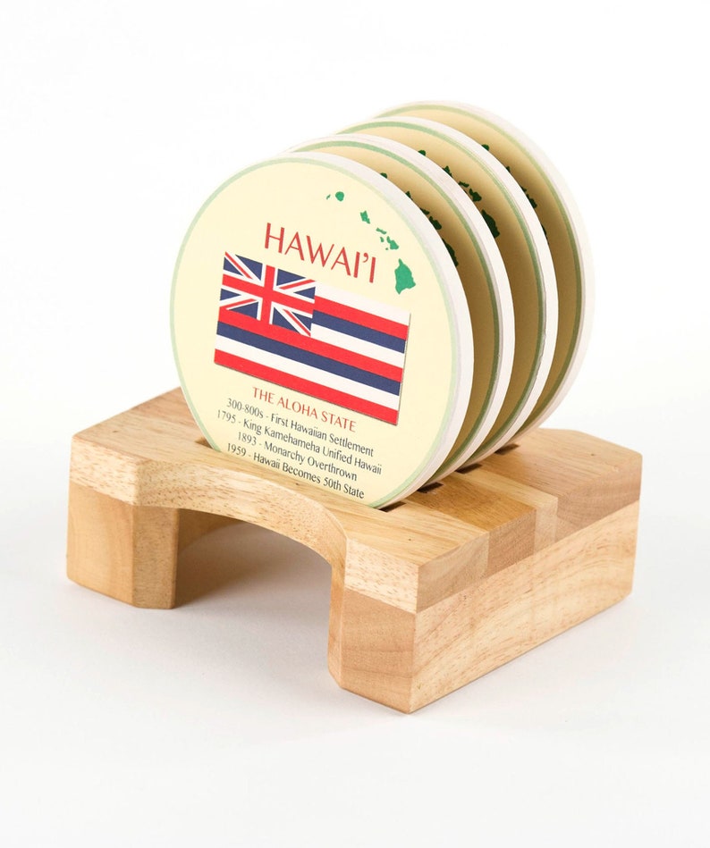 Comes with Holder Ceramic Coaster Self Designed Island of Hawaii Coaster