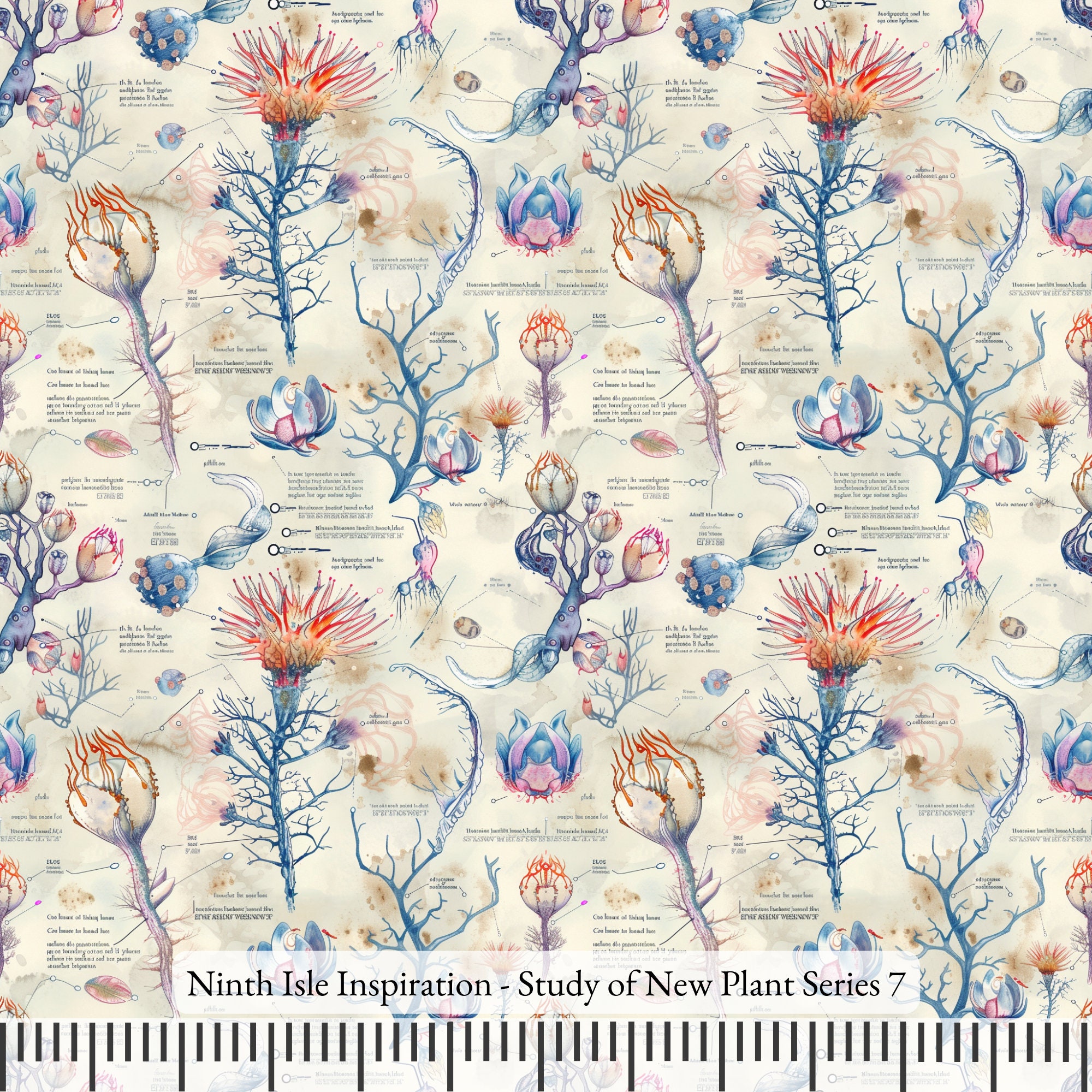 23/WINTER NinthIsle Inspiration Exclusive Art 100 % Cotton Fabric - Study of New Plant Series - Sold by the Yard DIY Bulk Available Gifts