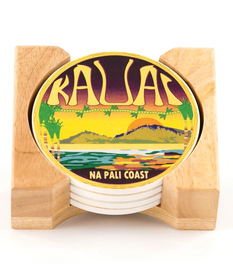 Comes with Holder Ceramic Coaster Self Designed Island of Hawaii Coaster