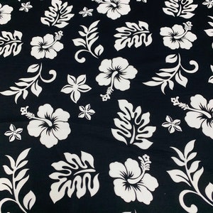 100% Cotton Hibiscus and Fern Summer Exclusive Design Tropical Fabric - Sold by the Yard -  Summer Hawaiian Print Easy Wash Bulk Order Gifts