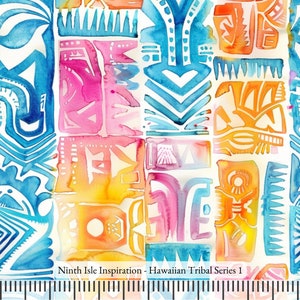 24/SPRING NinthIsle Inspiration Exclusive Hawaii Art 100% Cotton Fabric - Hawaiian Tribal Series - Sold by the Yard DIY Bulk Order Gifts