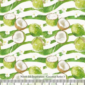 24/SPRING NinthIsle Inspiration Exclusive Fun Art 100 % Cotton Fabric - Coconut Series - Sold by the Yard DIY Bulk Order Handmade Gifts